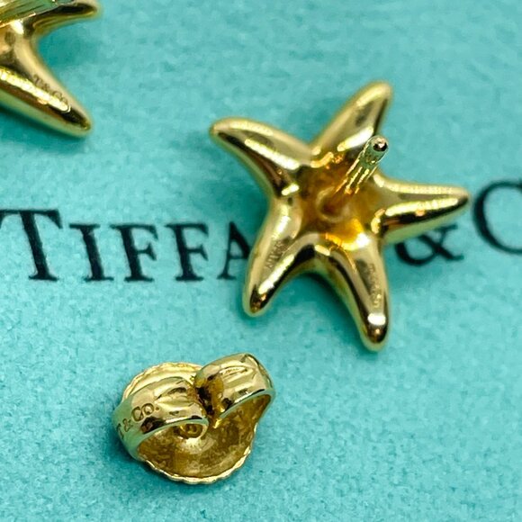 Tiffany & Co. 18K Gold Elsa Peretti 12mm Starfish Earrings (One Back Missing) - Picture 10 of 15